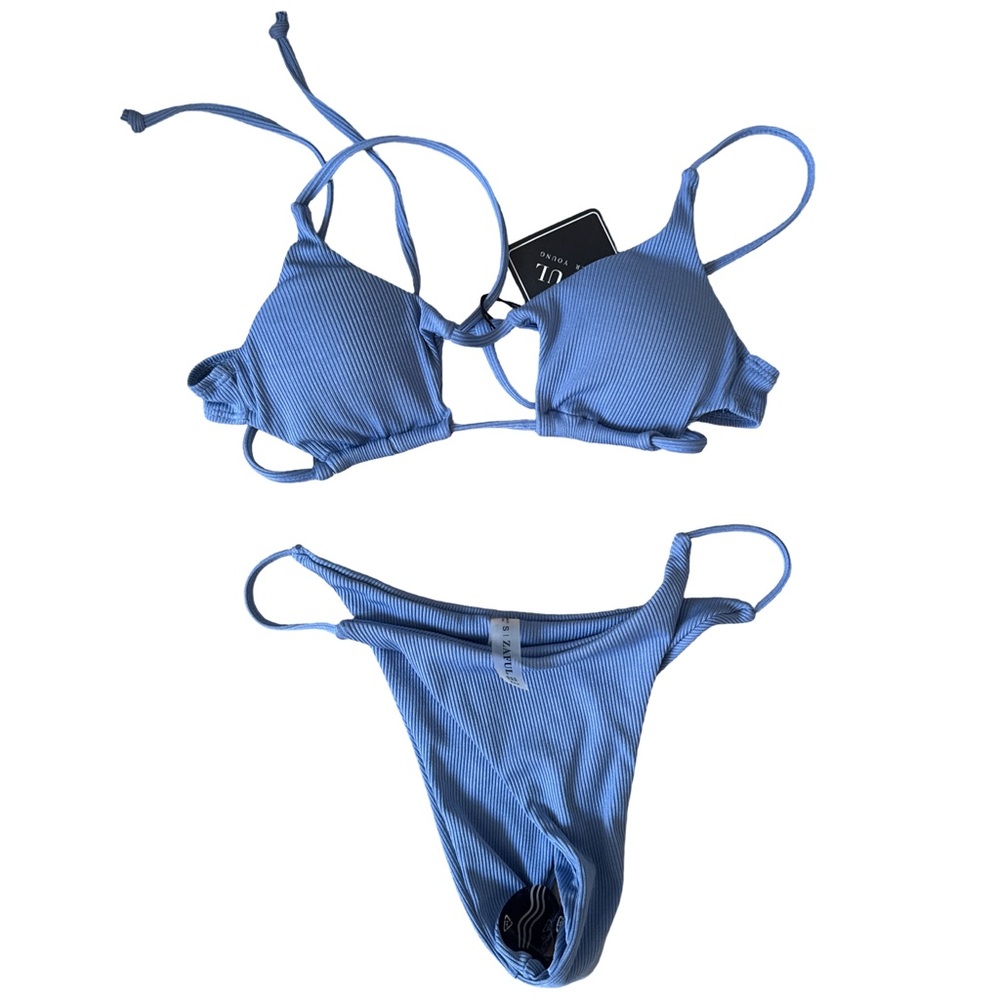 Zaful Blue Ribbed Bikini Set NWT
